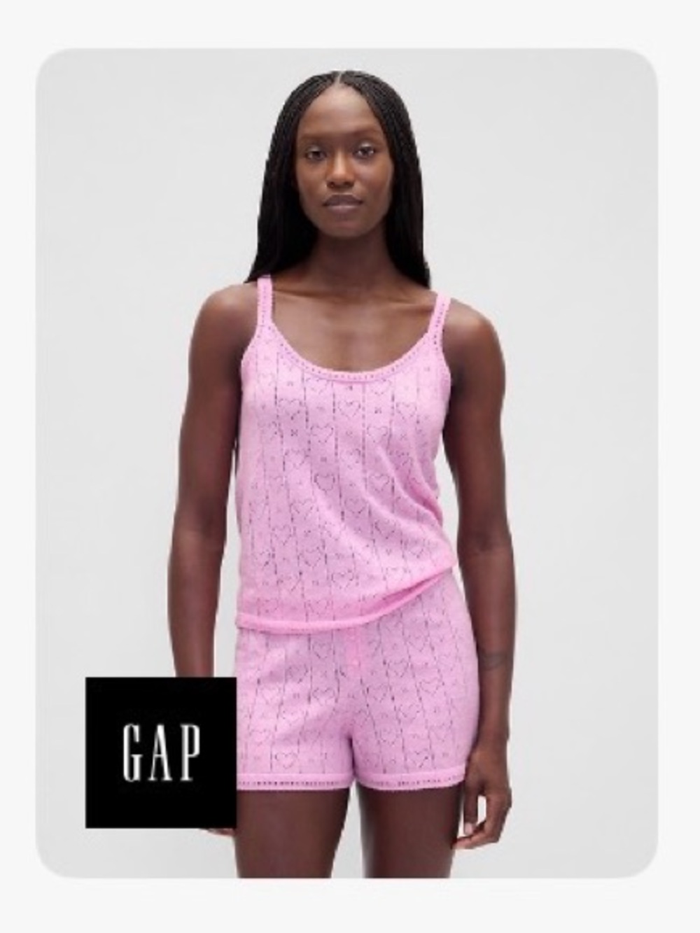 GAP lightweight CashSoft pointelle heart PJ tank top, NWT